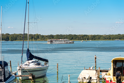 River cruise on the Schwielowsee, a lake in the state of Brandenburg in Germany photo