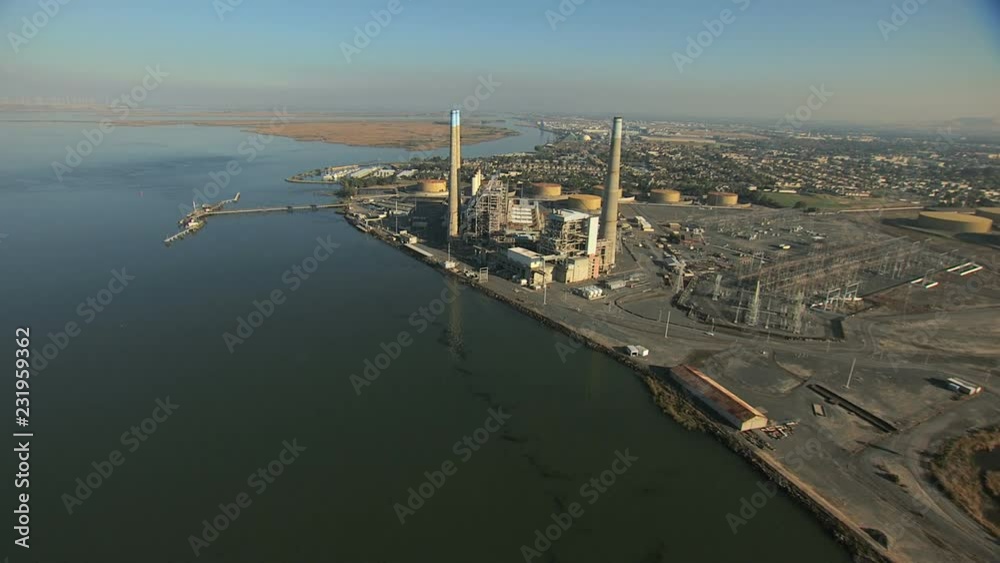 Aerial California USA San Francisco Bay factory storage