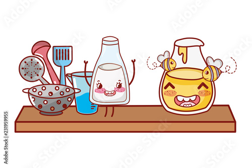 Kitchen and food kawaii cartoons