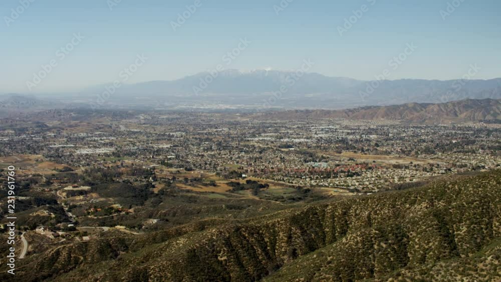 Aerial distant view of Palm Springs California Aerial distant view of Palm Springs California