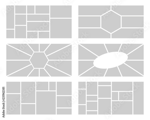 Set of Mood board template. For your design. Vector illustration. Isolated on white background.