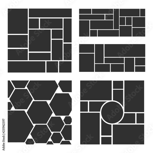 Set of Mood board template. Vector illustration. Isolated on white background.