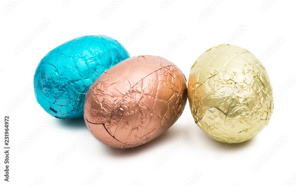 chocolate eggs in foil isolated chocolate eggs in foil isolated