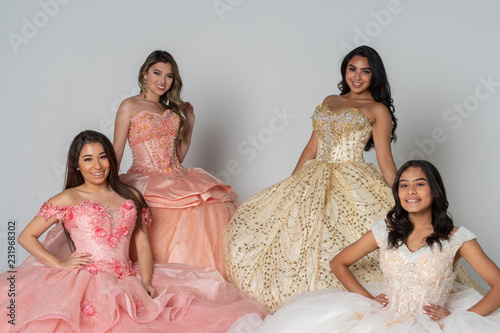4 Teen Girls At A Quinceanera