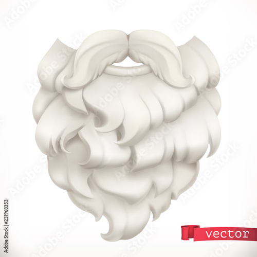 Santa Claus beard. Christmas mask 3d vector icon