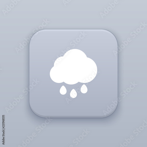 Rain, gray vector button with white icon