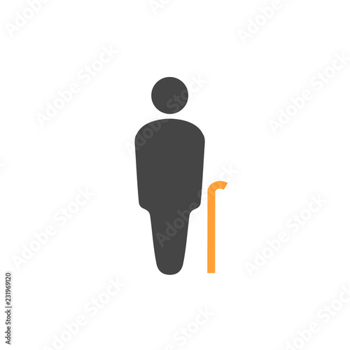 Vector retired old person infographic template. Color icon for your illustration or presentation
