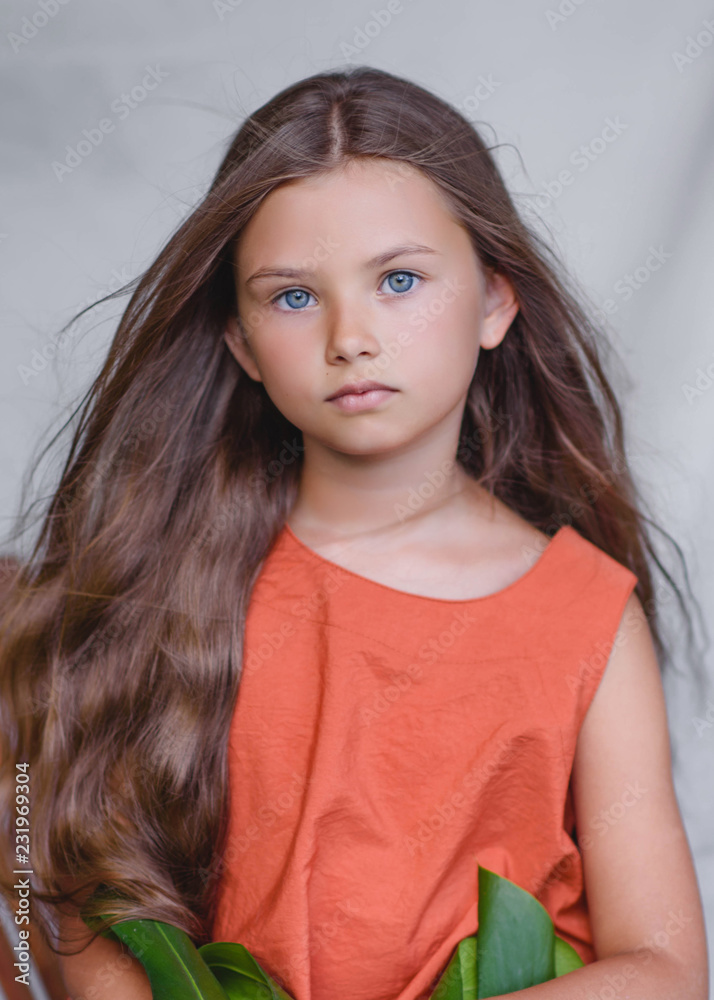 portrait of little girl outdoors in summer portrait of little girl outdoors in summer