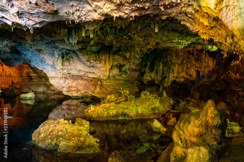 Alghero  Sardinia  Italy - Interior view of the Neptune Cave known also as Grotte di Nettuno at the Capo Caccia cape