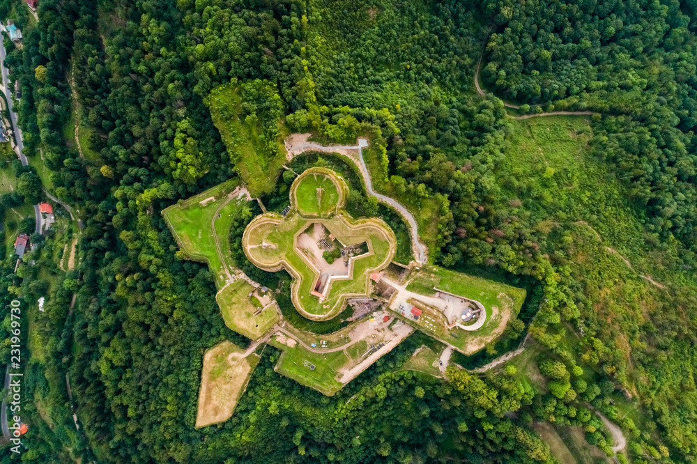 Srebrna Góra fortress aerial view