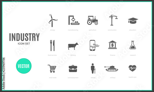 Vector industry infographic template. Color icon set for your illustration or presentation