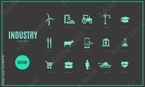 Vector industry infographic template. Color icon set for your illustration or presentation