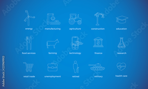 Vector industry infographic template. Color icon set for your illustration or presentation