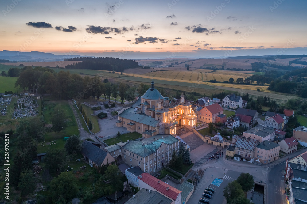 Panorama of Wambierzyce Sanctuary aerial view