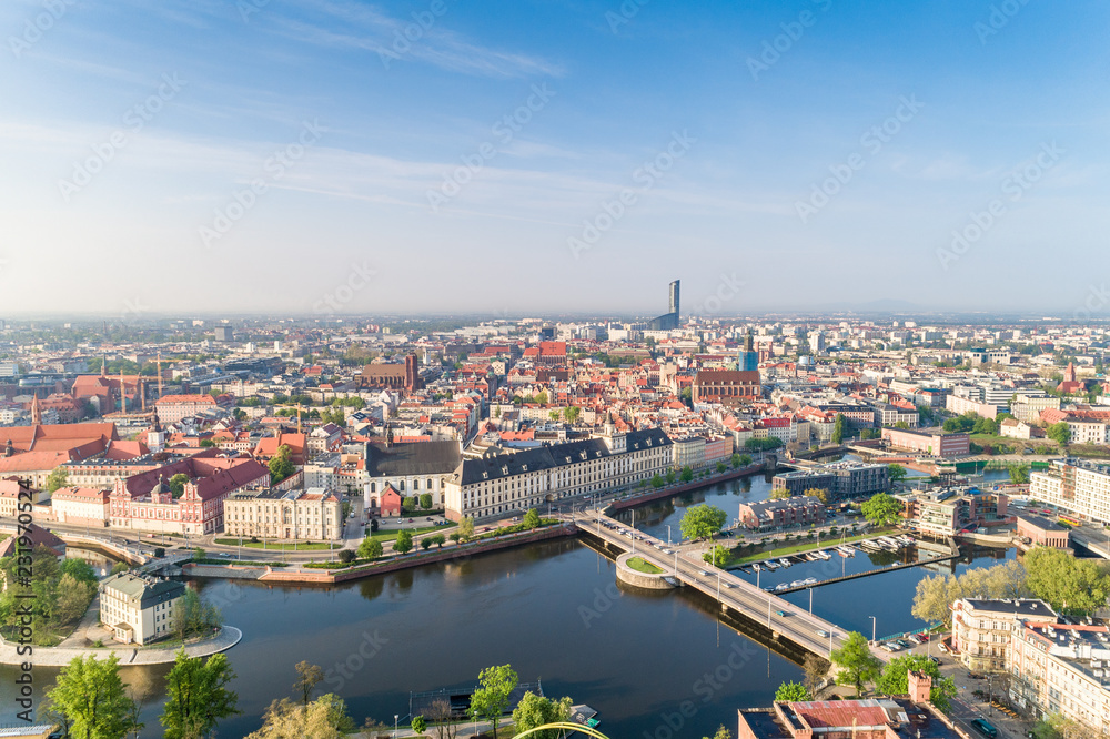 Spring in Wrocław aerial view - obrazy, fototapety, plakaty 