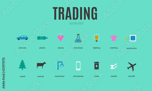 Vector trading infographic template. Color icon set for your illustration or presentation