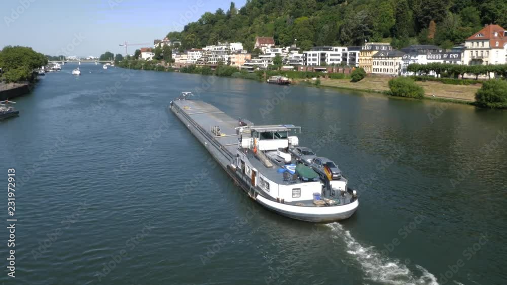 Time lapse of boats going down the Neckar river Time lapse of boats going down the Neckar river