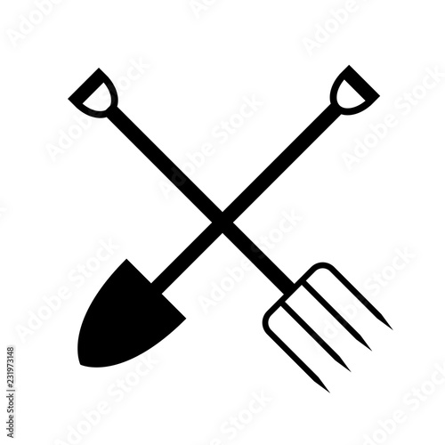 Garden fork and shovel photo
