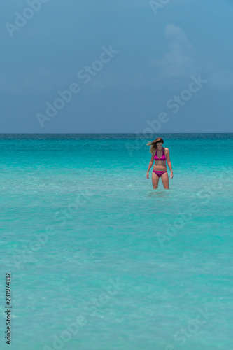 Blonde girl on the Varadero beach, Cuba. © danmal25