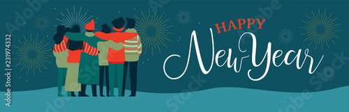 Foto Happy New Year friend people group web banner