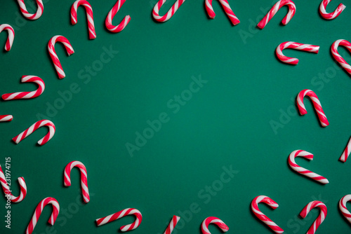 Christmas mini candy canes frame with space