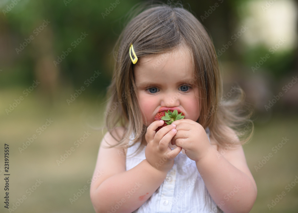 portrait of little girl outdoors in summer portrait of little girl outdoors in summer