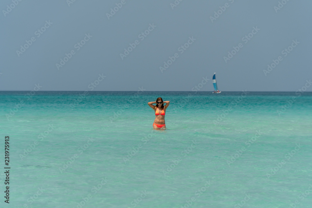 Blonde girl on the Varadero beach, Cuba. Blonde girl on the Varadero beach, Cuba.