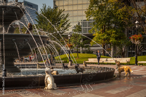 Wallpaper Mural Toronto, CANADA - October 10, 2018: Hands in Berczy Park, small park in downtown Toronto Torontodigital.ca