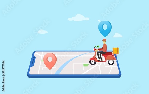 online delivery service vector illustration concept, can use for, landing page, template, ui, web, mobile app, poster, banner, flyer © Wizatnicko