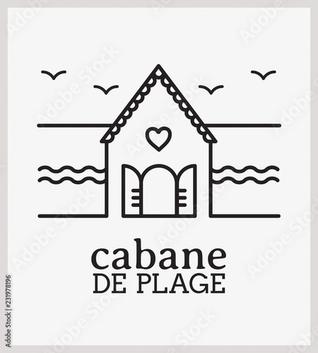 cabine de plage, logotype, commerce, identité, 