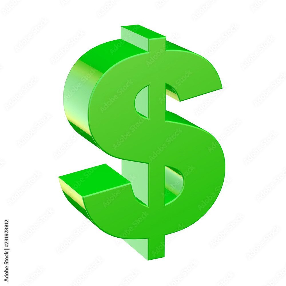 Green Dollar symbol isolated on white Green Dollar symbol isolated on white