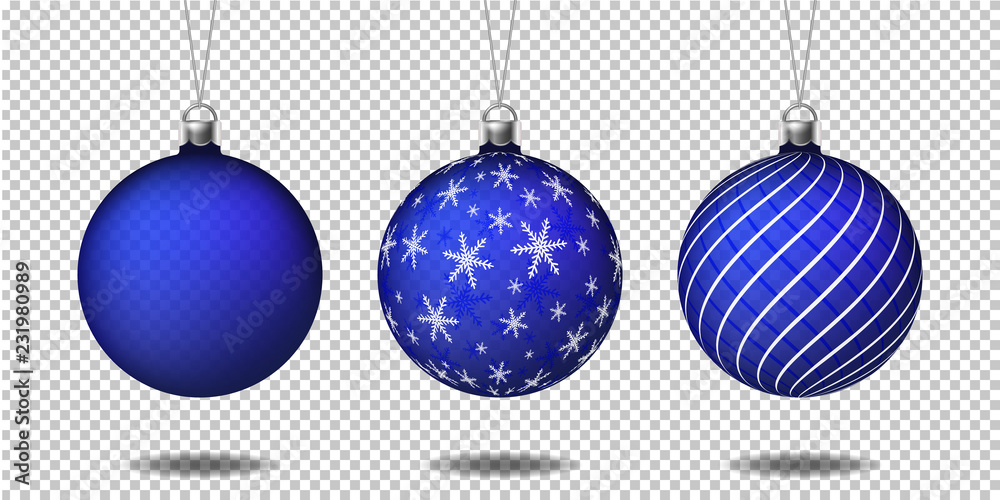 set of transparent christmas balls, isolated set of transparent christmas balls, isolated