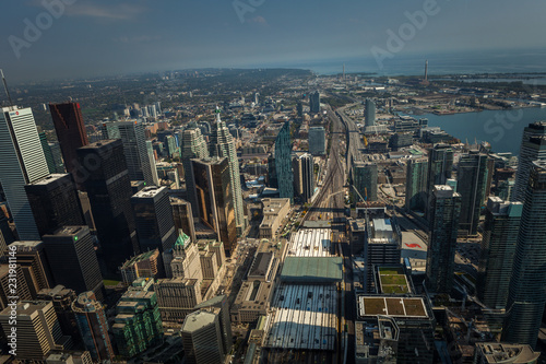Toronto, CANADA - October 10, 2018: view from the air at Canadian metropolis Toronto