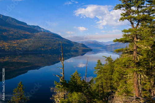 Reflections on mountain lake in Kootenays