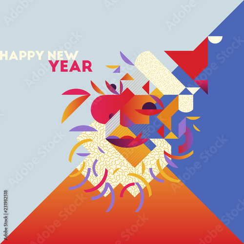 Trendy colorful and stylish greeting New Year card