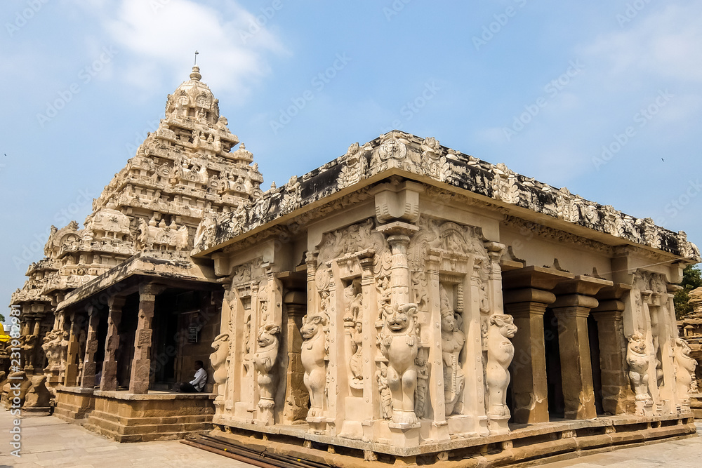 View of Kailasanathar Temple in Kanchipuram, India.