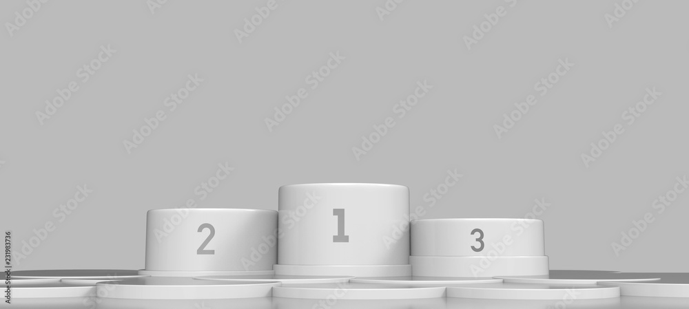 Empty winners podium with first, second and third place for award ...