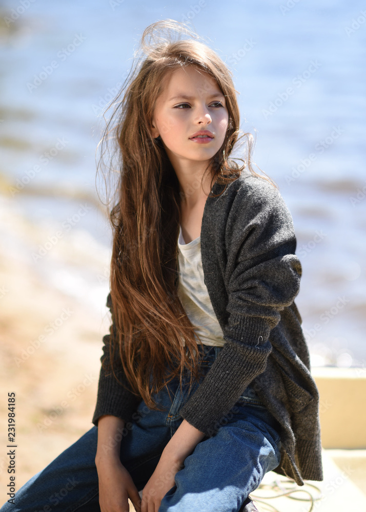 portrait of little girl outdoors in summer portrait of little girl outdoors in summer