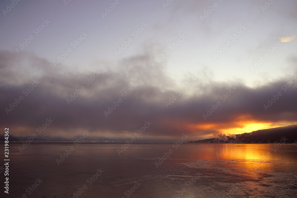 Sunrise over Drammens fjord.