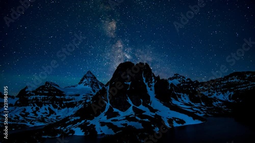 4K Timelapse at Mount Assiniboine with Milkyway in Canada photo