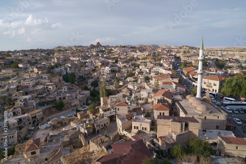 Cappadocia, top view on the houses and minaret © Jonny