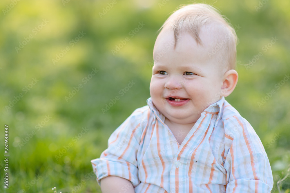 portrait of a Little boy playing in summer nature portrait of a Little boy playing in summer nature