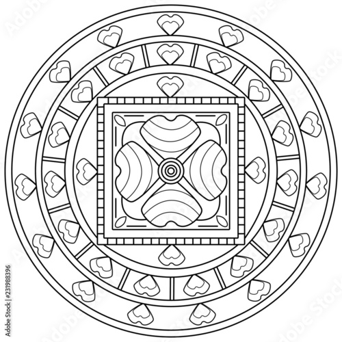 Vector illustration of a mandala for coloring adult book