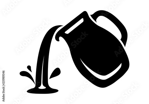 Jug pour out milk or water canister. Simple logo.