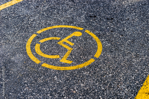 road sign on asphalt disabled parking  © Miljan Živković