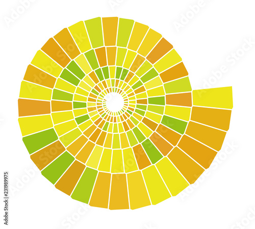 Color hypnotic spiral tiles in lemon colors