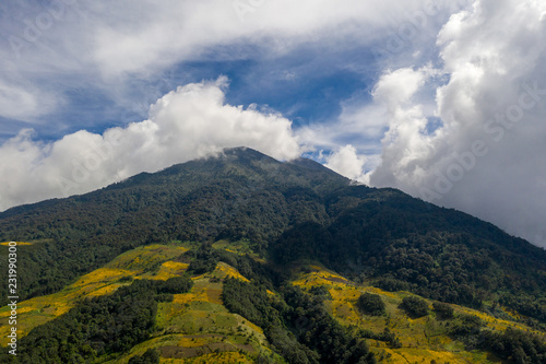Aerial view of slope of Acatenango volcano in Guatemala
