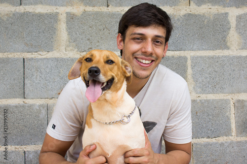 man with his dog