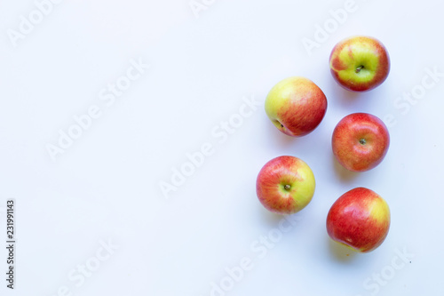 Apples isolated on white background. Top view