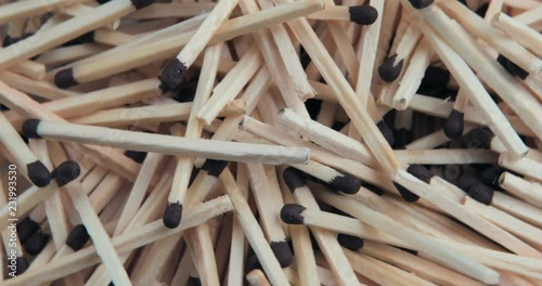 Wooden matchsticks rotates on the turntable